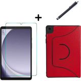 Coolacs Samsung Galaxy Tab A9 X110 Fest Tablet Kılıfı Ekran Koruyucu ve Kalem Seti - Kırmızı