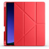 Coolacs Samsung Galaxy Tab S9 Fe Uyumlu Kılıf 3 Farklı Stand Kalemlikli Tri Folding Tablet Kılıfı - Kırmızı