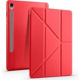 Coolacs Samsung Galaxy Tab S9 Uyumlu Kılıf 3 Farklı Stand Kalemlikli Tri Folding Tablet Kılıfı - Kırmızı