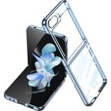 Coolacs Samsung Galaxy Z Flip 5 ile Uyumlu Metal Görünümlü Kamera Lens Korumalı Telefon Kılıfı Kapak - Açık Mavi