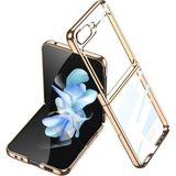 Coolacs Samsung Galaxy Z Flip 5 ile Uyumlu Metal Görünümlü Kamera Lens Korumalı Telefon Kılıfı Kapak - Gold