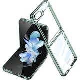 Coolacs Samsung Galaxy Z Flip 5 ile Uyumlu Metal Görünümlü Kamera Lens Korumalı Telefon Kılıfı Kapak - Koyu Yeşil