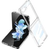 Coolacs Samsung Galaxy Z Flip 5 ile Uyumlu Metal Görünümlü Kamera Lens Korumalı Telefon Kılıfı Kapak - Renksiz