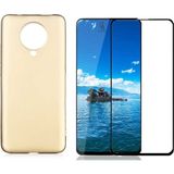 Coolacs Xiaomi Poco F2 Pro ile Uyumlu Soft Yumuşak Telefon Kılıfı ve 5d Tam Kaplayan Cam Ekran Koruyucu - Gold