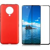 Coolacs Xiaomi Poco F2 Pro ile Uyumlu Soft Yumuşak Telefon Kılıfı ve 5d Tam Kaplayan Cam Ekran Koruyucu - Kırmızı