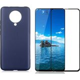 Coolacs Xiaomi Poco F2 Pro ile Uyumlu Soft Yumuşak Telefon Kılıfı ve 5d Tam Kaplayan Cam Ekran Koruyucu - Lacivert