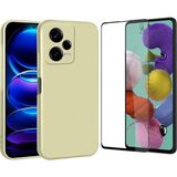 Coolacs Xiaomi Redmi Note 12 Pro ile Uyumlu Soft Yumuşak Telefon Kılıfı ve 5d Tam Kaplayan Cam Ekran Koruyucu - Gold - Redmi Note 12 Pro 5G