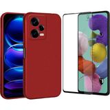 Coolacs Xiaomi Redmi Note 12 Pro ile Uyumlu Soft Yumuşak Telefon Kılıfı ve 5d Tam Kaplayan Cam Ekran Koruyucu - Kırmızı - Redmi Note 12 Pro 5G