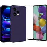 Coolacs Xiaomi Redmi Note 12 Pro ile Uyumlu Soft Yumuşak Telefon Kılıfı ve 5d Tam Kaplayan Cam Ekran Koruyucu - Lacivert - Redmi Note 12 Pro 5G