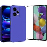 Coolacs Xiaomi Redmi Note 12 Pro ile Uyumlu Soft Yumuşak Telefon Kılıfı ve 5d Tam Kaplayan Cam Ekran Koruyucu - Saks Mavi - Redmi Note 12 Pro 5G