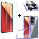Coolacs Xiaomi Redmi Note 13 Pro 4g Uyumlu Pastel Renk Telefon Kılıfı Temperli Cam Ekran ve Kamera Koruyucu - Lila