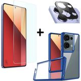 Coolacs Xiaomi Redmi Note 13 Pro 4g Uyumlu Pastel Renk Telefon Kılıfı Temperli Cam Ekran ve Kamera Koruyucu - Mavi