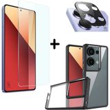 Coolacs Xiaomi Redmi Note 13 Pro 4g Uyumlu Pastel Renk Telefon Kılıfı Temperli Cam Ekran ve Kamera Koruyucu - Siyah
