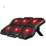 COOLCOLD RGB Laptop Soğutucu, 6 Fanlı, 28dB Sessiz Çalışma, 12 Farklı Işık Modu, 12-17 İnç Dizüstü Bilgisayarlar İçin, Ergonomik Tasarım, Siyah