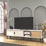 Coolhome Marin Tv Ünitesi Tv Sehpası 180 Cm Çizgi Desenli , Raflı , Sis Gri KUMSAL