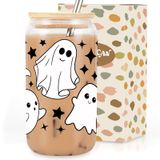 Coolife Cadılar Bayramı Kupaları, Bambu Kapaklı ve Pipetli 16 Oz Şekilli Bardak Bardak - Ürkütücü Buzlu Kahve Fincanı, Smoothie Kupası, Kadınlar, Kızlar, Gençler, Erkek Çocuklar için Ürkütücü