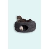 Coolizz Donut Kedi Tüneli / Donut Kedi Yatağı - 60 cm - Koyu Gri