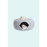 Coolizz Donut Kedi Tüneli/Donut Kedi Yatağı - Açık Gri - 60CM Açık Gri-L