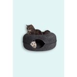 Coolizz Donut Kedi Tüneli/Donut Kedi Yatağı - Koyu Gri - 50CM Koyu Gri-S