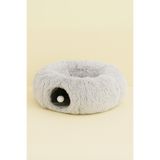 Coolizz Simit Peluş Kedi Tüneli - Peluş Kedi Yatağı Açık Gri-80
