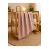 COOLMINIES %100 Pamuk 4 Katlı Püsküllü Muslin Bebek Battaniyesi, Çok Amaçlı Muslin Örtü, Bebek Kundak 100*100 cm