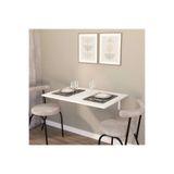 COOLOVS MDF Oval Katlanır Masa Duvara Monte Masa Çalışma Masası Mutfak Masası Beyaz 90X50 CM