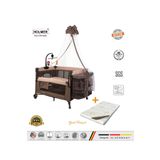 Coolstyle (Anne Yanı -Deluxe Kumaş) Cibinlikli Dönenceli Oyun Parkı 70x110cm Gri + Aloevera Yatak