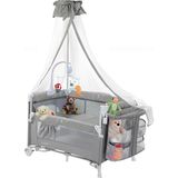 Coolstyle Premium Cibinlikli Dönenceli Anne Yanı Oyun Parkı Beşik 70X110CM (Açık Gri) - 70 x 110 cm - Çok Renkli