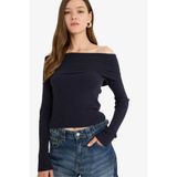 Coool Slim Fit Dar Kesim Açık Omuz Triko Kazak