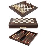 Cooper Chess Kişiye Özel Büyük Boy 50Cm Ceviz Kaplama Desenli Premium Ahşap Tavla Takımı - Ahşap Satranç Takımı