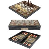 Cooper Chess Kişiye Özel Büyük Boy 50cm Mozaik Kaplama Desenli Premium Ahşap Tavla Takımı - Ahşap Satranç Takımı