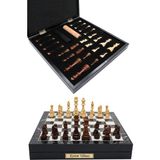 Cooper Chess Kutulu Ahşap Satranç ve Dama Takımı | Kişiye Özel Metal Etiketli | 36CM Ahşap Mermer Desenli Kutulu Satranç Takımı - Mermer Kutu