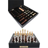 Cooper Chess Kutulu Ahşap Satranç Ve Dama Takımı - Kişiye Özel Metal Etiketli - 36Cm Ahşap Mermer Desenli Satranç