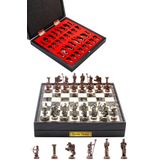 Cooper Chess Kutulu Kişiye Özel Hediyelik Bronz Metal Satranç Takımı | 25cm Mermer Desenli | Mitolojik Roma Okçu
