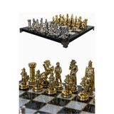 Cooper Chess Metal Satranç Takımı - 30Cm Mermer Desenli Satranç Tahtası - Ortaçağ İngiliz Kraliyet Ordusu Figürlü
