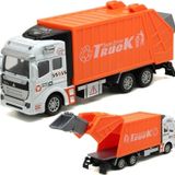 Çöp Kamyonu Oyuncak Metal Çöp Kamyonu Çek Bırak Özellikli Turuncu 22 Cm