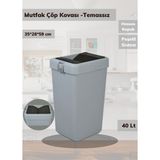 Çöp Kovası Bas Çek Mutfak Banyo Çöp Kutusu Gri 40 Litre - 1 Adet