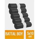 Çöp Torbası Endüstriyel Battal 75X90 cm 300 gr 10 Adet x 5 Paket Çöp Poşeti