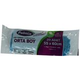 Çöp Torbası Orta Boy 55 x 60 cm 70 gr 30 lt Mavi Rulo 20 Adet