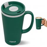 Copco Koni 463 ml Yalıtımlı Kulplu Seyahat Kupası, Çift Duvarlı, Kaydırmalı Kapaklı Kapak, BPA İçermez, Mikrodalga ve Bulaşık Makinesinde Yıkanabilir, Yeniden Kullanılabilir Plastik Seyahat Kahve