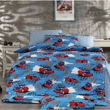 Coperta Arabalı Tek Kişilik Nevresim Takımı - Açık Mavi - 155 x 210 cm