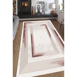 Coperta Home 6m² Süngerli Lastikli Halı Örtüsü - Krem Zemin - Pembe Desenli - 200 x 300 cm