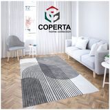 Coperta Home Collection Lastikli Süngerli 6 M2 Halı Örtüsü Modern Tema 200 x 300 cm Yıkanabilir Polyester Özellikli No:5 - Beyaz - Gri - Siyah - 200 x 300 cm