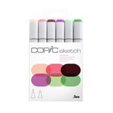 COPIC Eskiz Seti "Floral Favorite 1", 6 İkiz Markör, Orta Genişlikte ve Fırça Uçlu