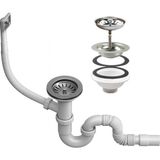 Çöpmak Evye Sifonu, 11 cm Yandan Taşmalı, Ø32 Çıkışlı, Koku Önleyici, Dayanıklı, Beyaz, Pvc Malzeme, Mutfak Lavabo Için - Çok Renkli