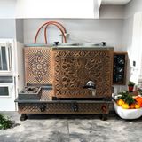 Copper Atelier Bakır Elektrikli ve Doğalgaz'lı Çay Kazanı 2 Demlik 25 Lt Kapasiteli