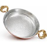 Copper Empire 18 cm El Dövmesi Bakır Omlet Tavası Kalaylı Iç Yüzey Pirinç Çift Kulplu Yumurta Menemen Kuymak Tavası