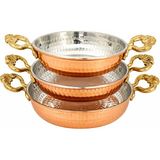 Copper Empire 3’lü Ağır Bakır Tava ve Sahan Seti 14-16-18 cm Pişirme ve Sunum Tavası
