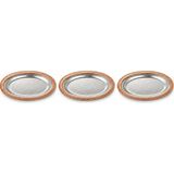 Copper Empire 3’lü El Dövmesi Oval Bakır Sunum Tabağı Seti 12X17 cm Mini Çerezlik Kahvaltılık Bal Reçel Tereyağ Lokumluk