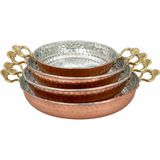 Copper Empire 4’lü El Dövmeli Bakır Tava Seti 14-16-18-20 cm Menemen Kuymak Yumurta ve Sos Sunum Tavası
